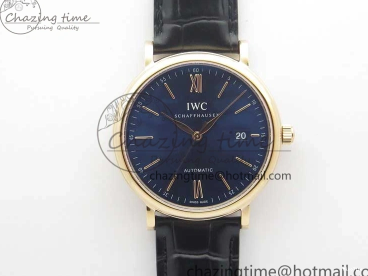 MIROTIME 0203 MoistureWicking Portofino Automatic RG IW356522 FKF 1:1 Best Edition Blue Dial on Black Croco Strap A 7109